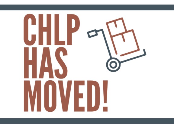 CHLP has moved graphic with boxes on a hand truck
