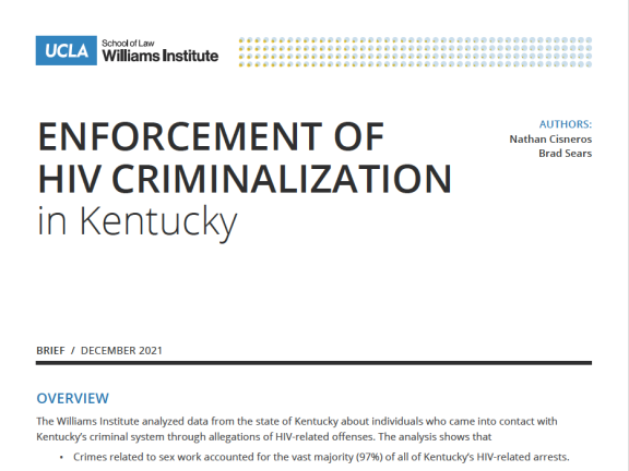 Enforcement of HIV Criminalization in Kentucky Report Cover