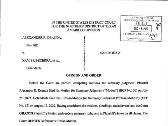 Deanda v. Becerra Opinion First Page