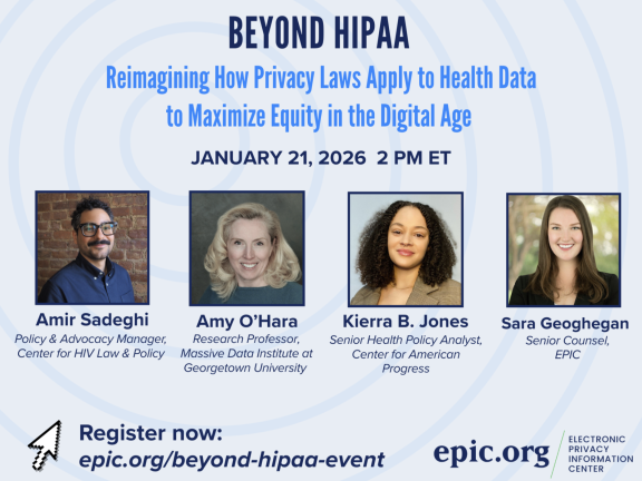 Light blue graphic with event info in Dark blue type with panelist headshots and epic logo.