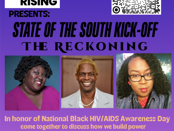 Purple and pink graphic with black type with event info, BSR logo QR code and panelist headshots.