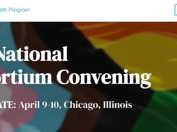 Event detail in white type in front of a Progress Pride Rainbow Flag with AMAF logo at the top.