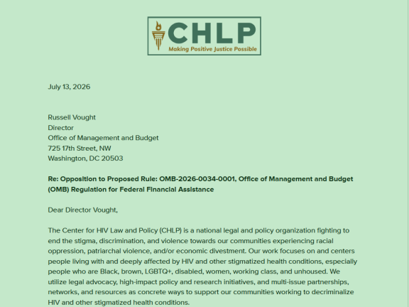 screenshot of first page of the OMB letter