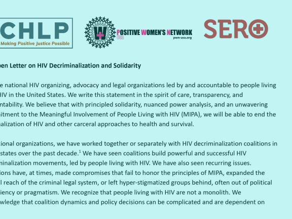 Screenshot of first page of the letter with CHLP, PWN and Sero logos, with a light blue color overlay