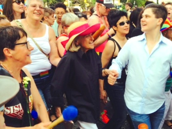 Edie Windsor in a crowd of people