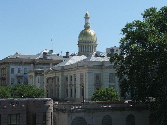 New Jersey State House with a tree and blue sky