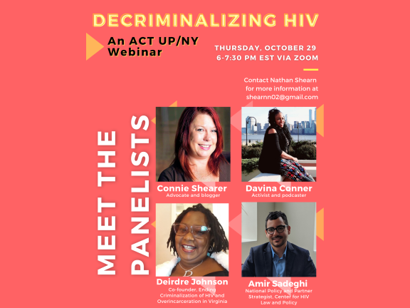 Decriminalizing HIV panelist graphic with 4 photos