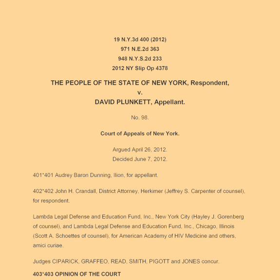 First page of Plunkett opinion