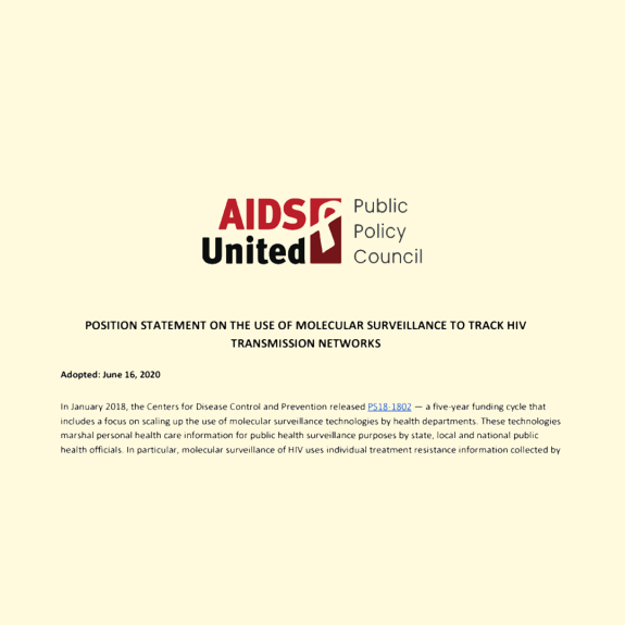 Screenshot of AIDS United Position Statement w AU Logo