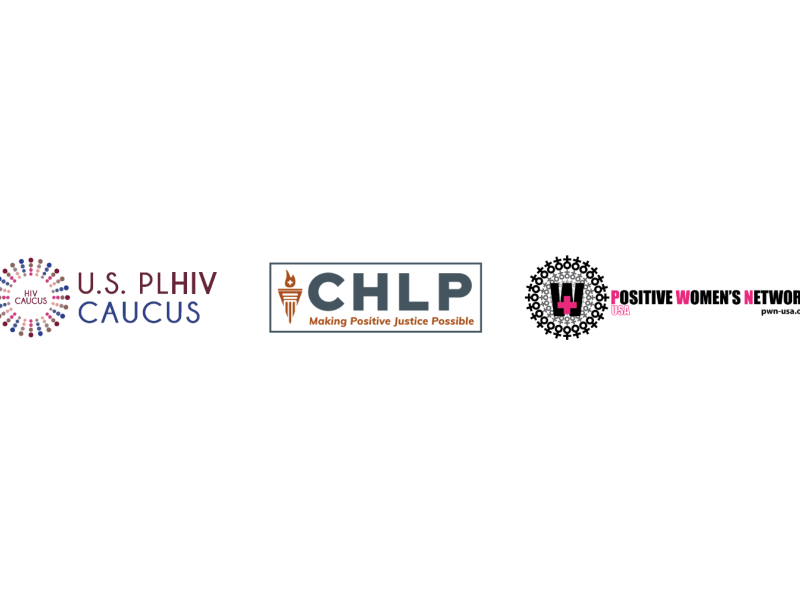 US PLHIV CAUCUS, CHLP, PWN logos