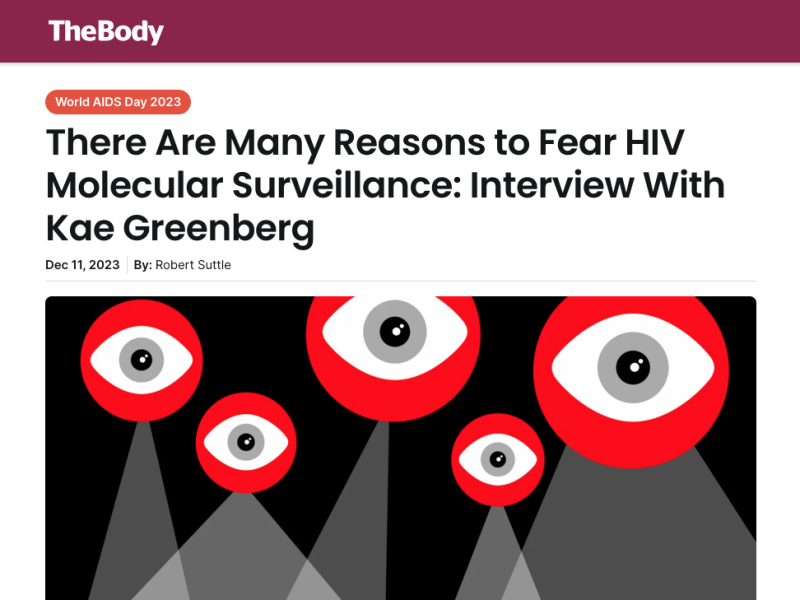 Screen shot of The Body headline and stock art with red, white and black eyeballs casting shadows down onto tiny black figures.