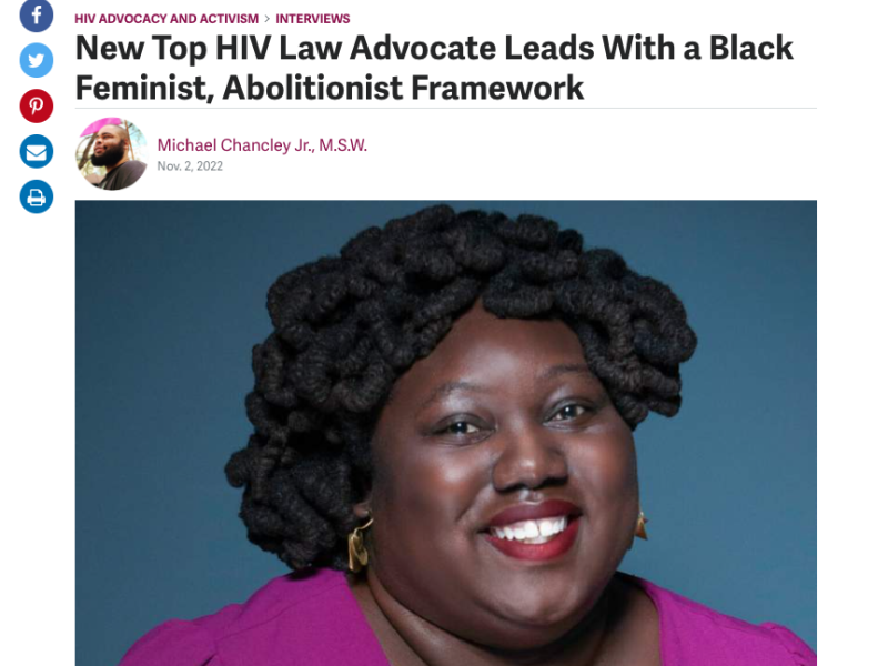 Screenshot of an article titled New Top HIV Law Advocate