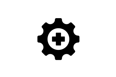 medical cross inside a gear icon