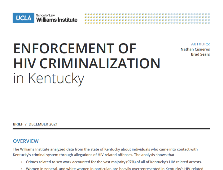 Enforcement of HIV Criminalization in Kentucky Report Cover