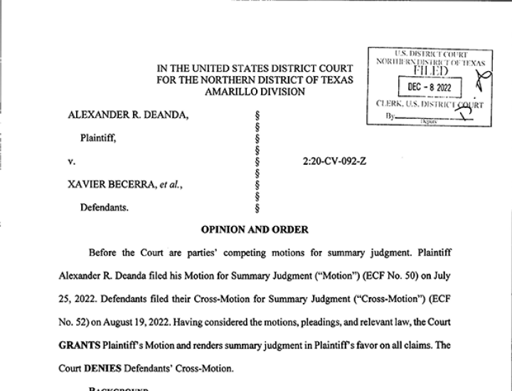 Deanda v. Becerra Opinion First Page