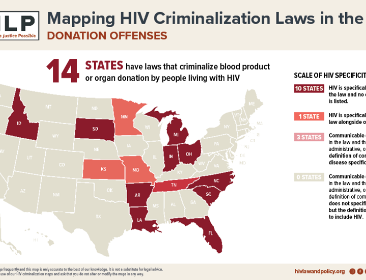 Thumbnail of new donation map showing 14 us states filled with red on beige US map with CHLP logos and page titling.