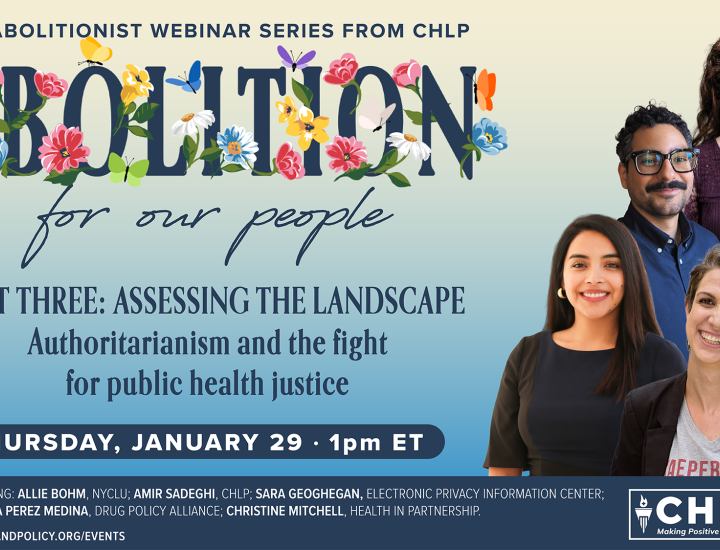 Blue yellow gradient with Abolition in large letters with flowers and butterflies and event details in dark blue type and presenter headshots.