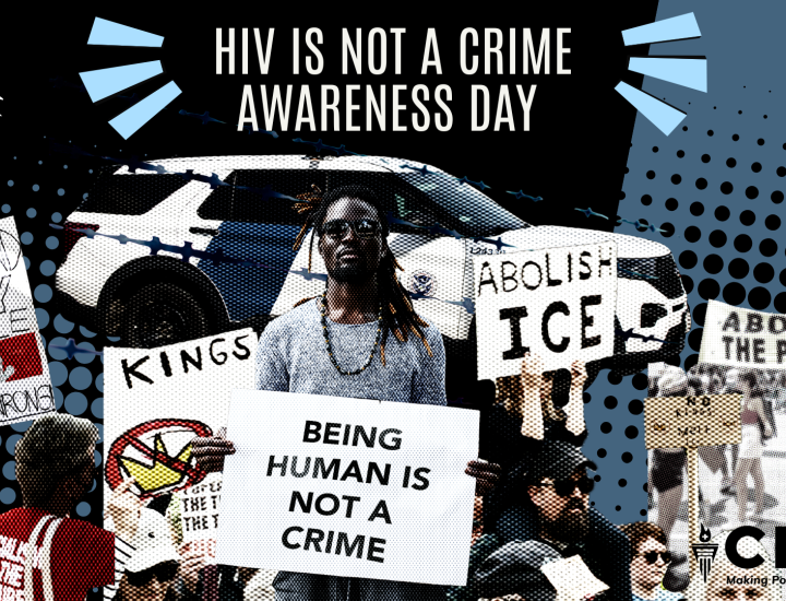 Collage of people holding signs reading Being Human is not a Crime and Abolish ICE/Police