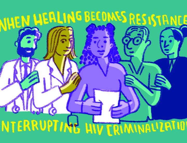 Four illustrated figures including health care workers, support a fifth, centered figure with publication title in yellow on a green background.