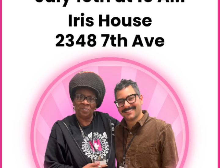 Pic of Elder and Amir with black text with event info and PWN logo with a pink border