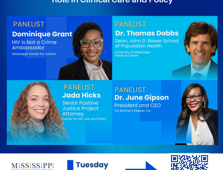 Blue graphic with WEBINAR in large gold block type with event details in white type and presenter headshots, MCJ logo and a QR code to register at the bottom in blue type on a white background.