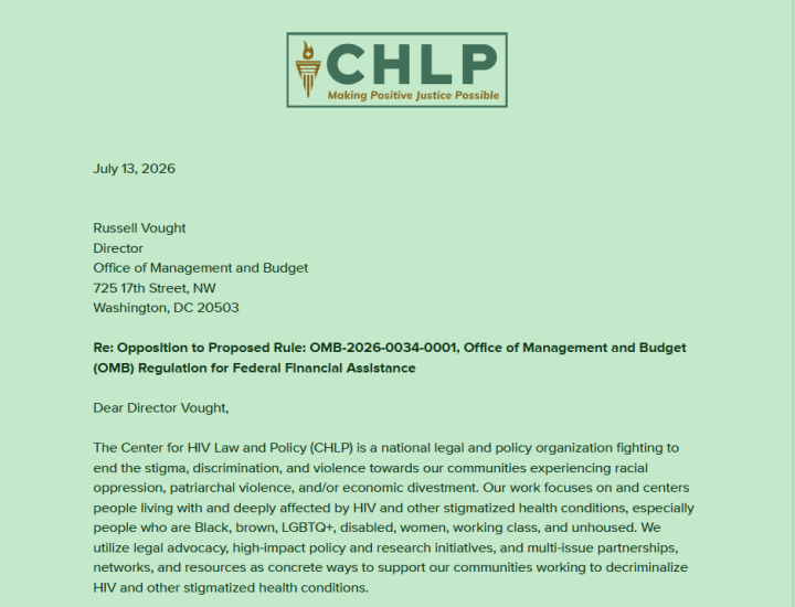 screenshot of first page of the OMB letter