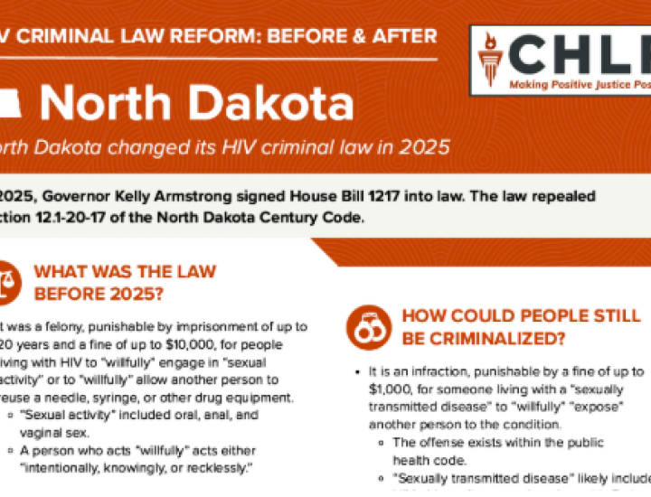 Image summary of HIV criminal law reform before and after 2025 in North Dakota