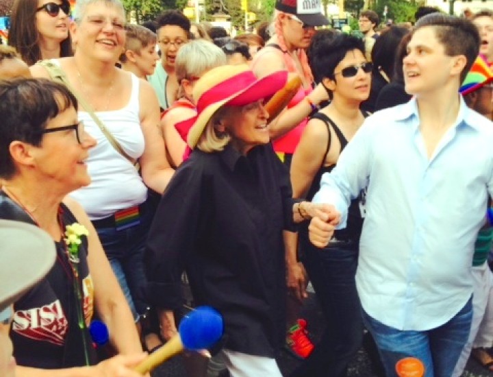 Edie Windsor in a crowd of people