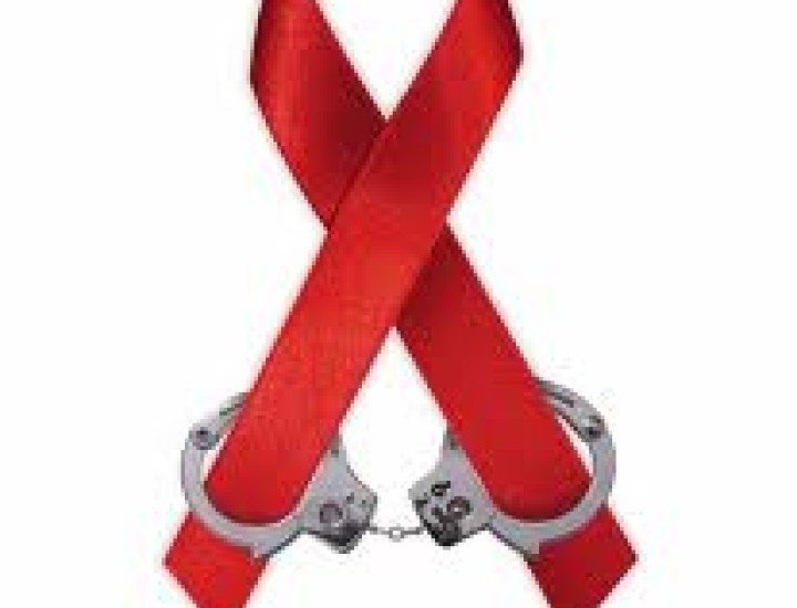 Red AIDS Ribbon with Handcuffs