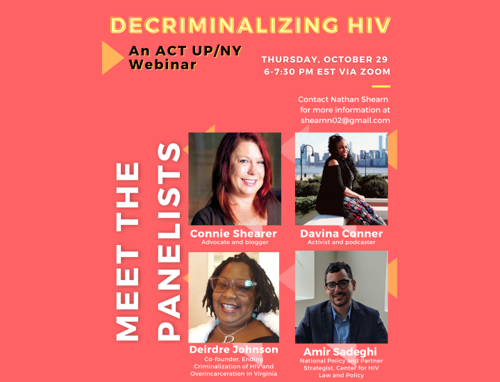 Decriminalizing HIV panelist graphic with 4 photos